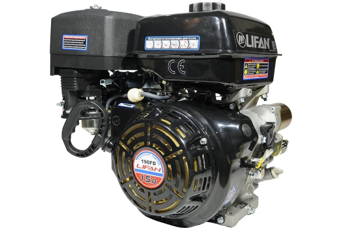 Двигатель LIFAN 190FD (15 л.с, эл.стартер, d вала 25мм)